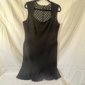 White House Black Market Dress Black Sleeveless Peplum Midi Sheath 16